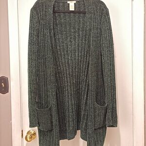 Matty M Dark Green Ribbed Cardigan Large